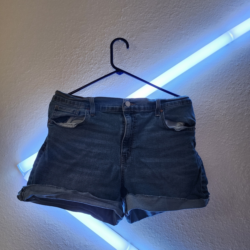Denizen from Levi's Blue Jean Shorts with Frayed Hem